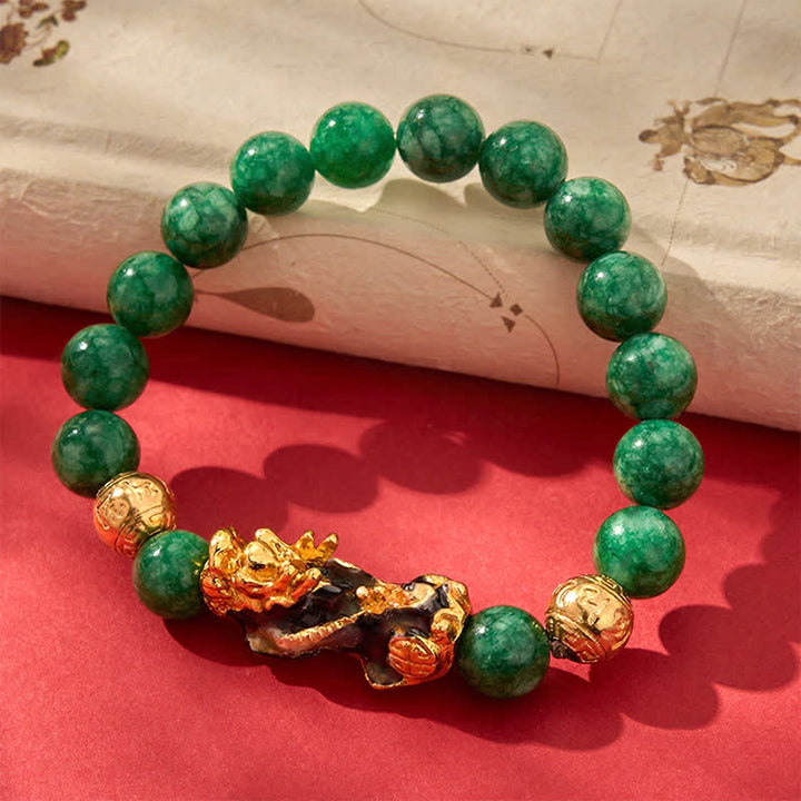 Buddha Stones PiXiu-Heilarmband aus natürlichem cyanfarbenem Jadeperlen mit Farbwechsel - image 4
