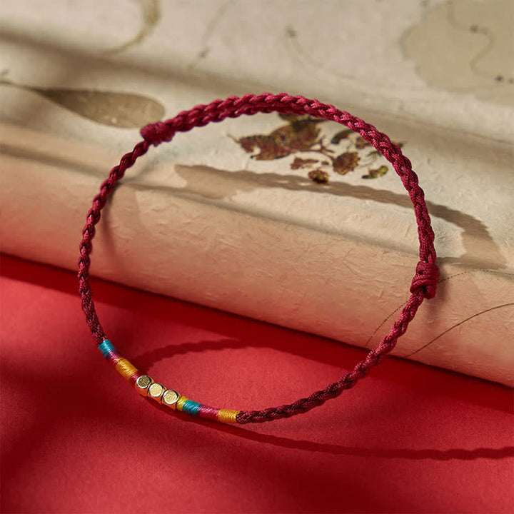 Buddha Stones Armband aus 925er Sterlingsilber mit roter Schnur und Perlen zum Schutz - Rot (Handgelenkumfang 14–17 cm) - image 0