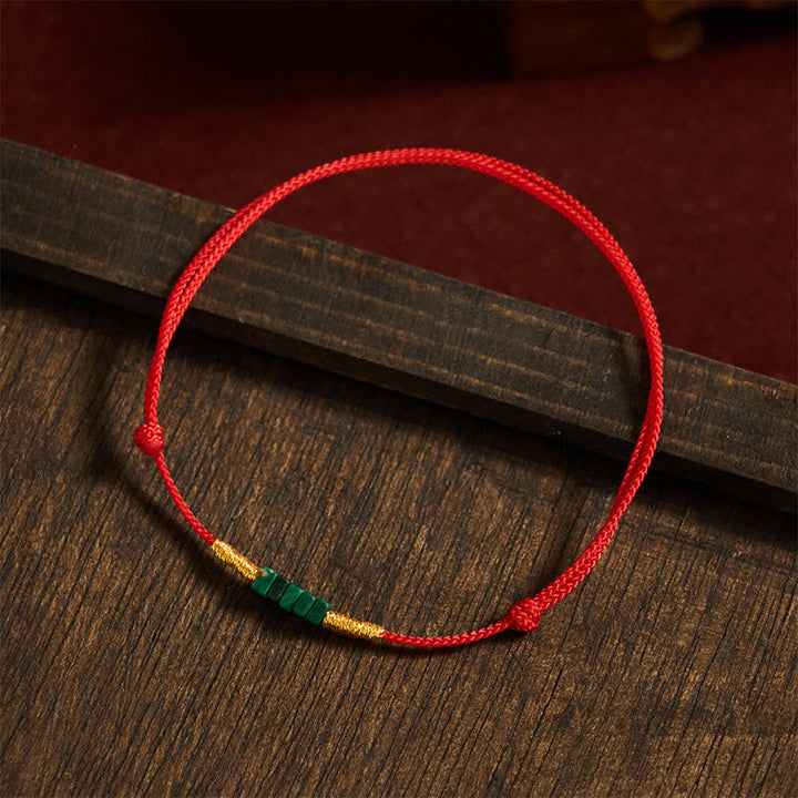 Buddha Stones Natürliches, ultrafeines Malachitperlen-Armband mit geflochtenem rotem Seil – Glücksbringer - image 3