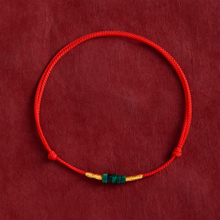 Buddha Stones Natürliches, ultrafeines Malachitperlen-Armband mit geflochtenem rotem Seil – Glücksbringer - image 1