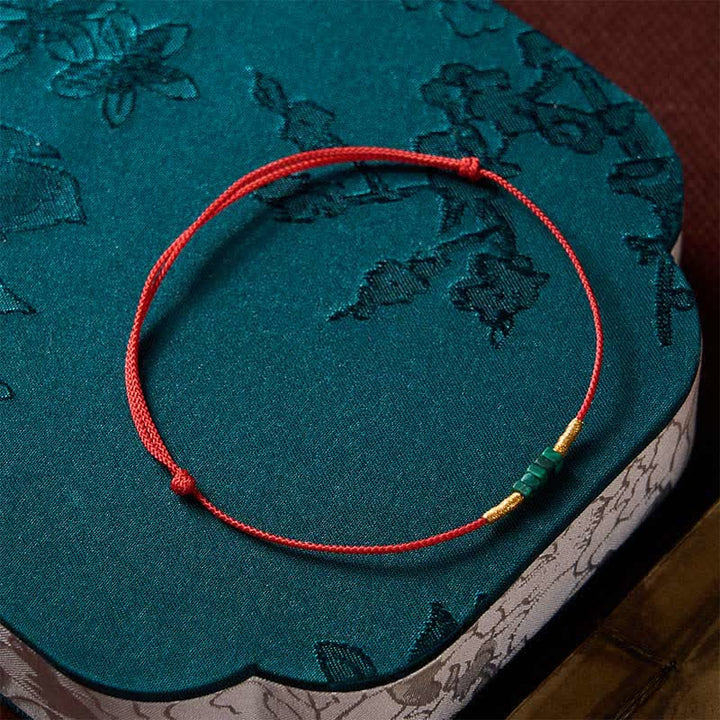 Buddha Stones Natürliches, ultrafeines Malachitperlen-Armband mit geflochtenem rotem Seil – Glücksbringer - image 8