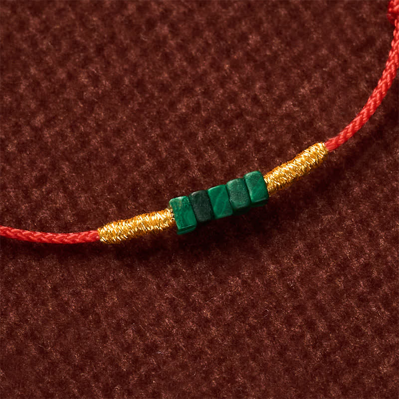 Buddha Stones Natürliches, ultrafeines Malachitperlen-Armband mit geflochtenem rotem Seil – Glücksbringer - image 9