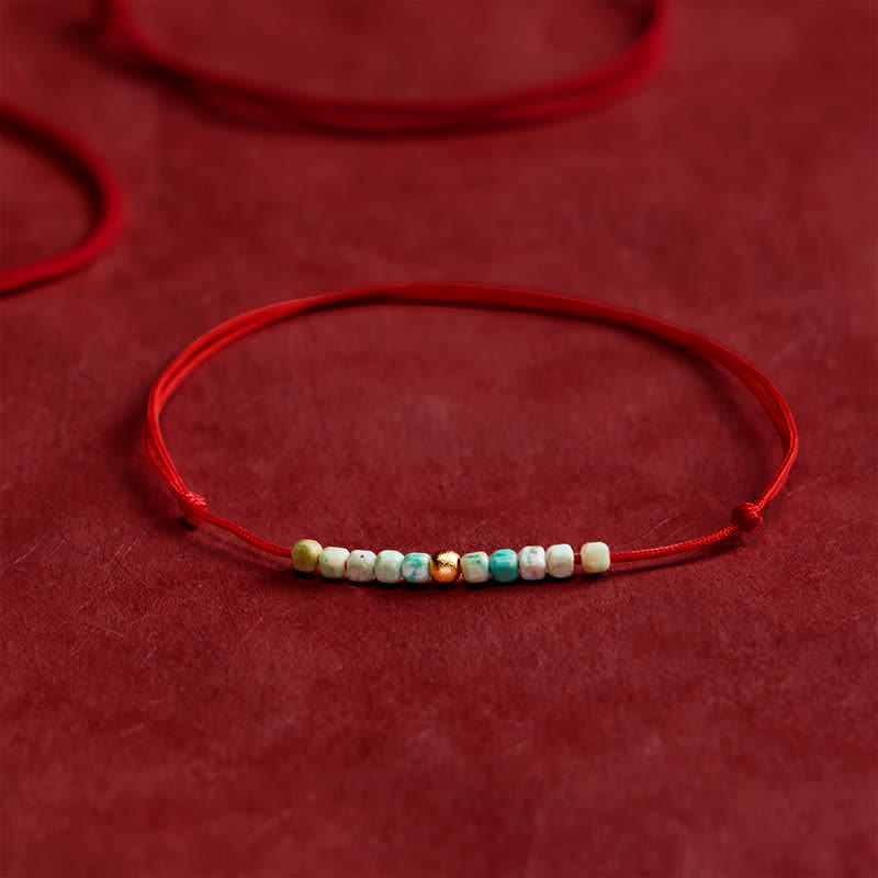 Buddha Stones Handgewebtes Armband aus ultrafeinen Türkisperlen – ein Glücksbringer - image 1