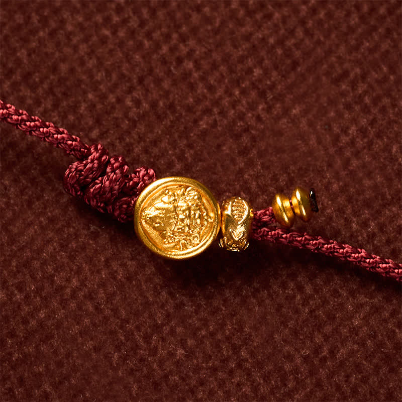 Buddha Stones Handgewebtes Armband aus roter Schnur mit Koi-Fisch und Kupfermünze - image 9