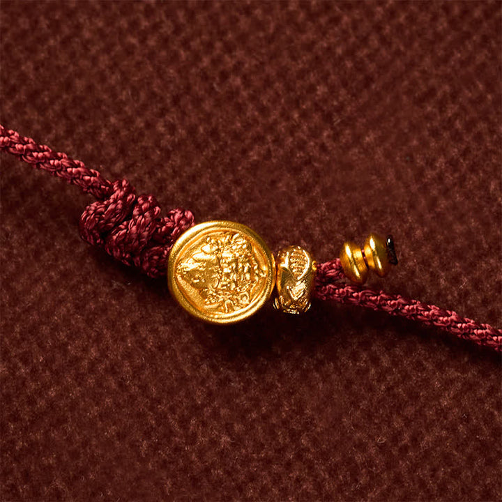Buddha Stones Handgewebtes Armband aus roter Schnur mit Koi-Fisch und Kupfermünze - image 9