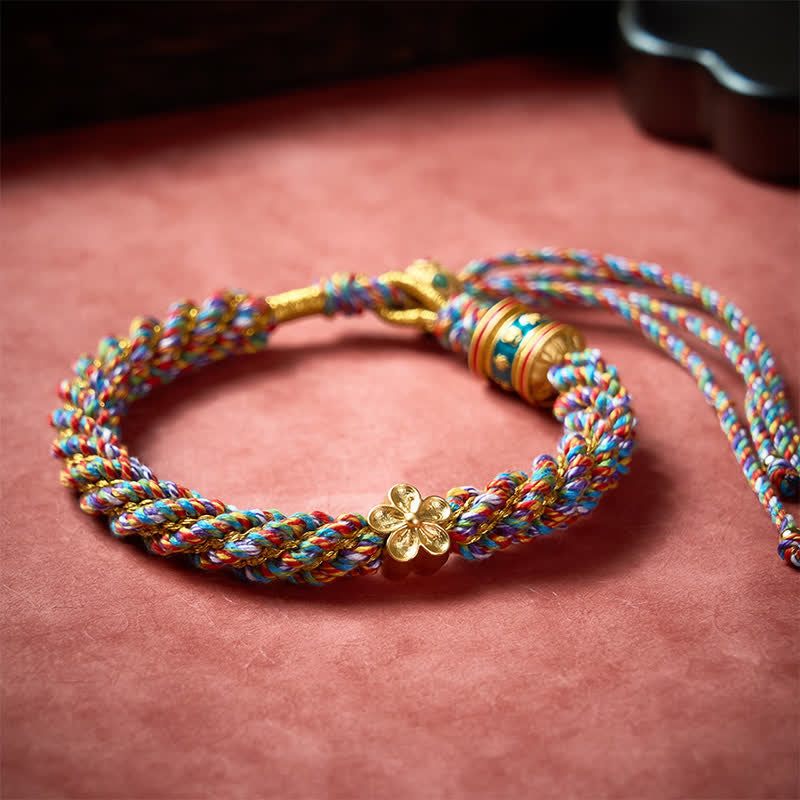 Buddha Stones Handgewebtes tibetisches Om Mani Padme Hum Blumenweisheits-Seilarmband - image 2