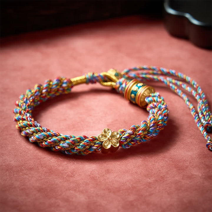 Buddha Stones Handgewebtes tibetisches Om Mani Padme Hum Blumenweisheits-Seilarmband - image 2