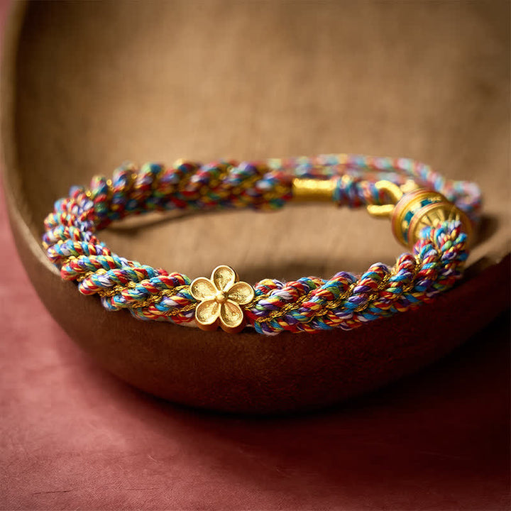 Buddha Stones Handgewebtes tibetisches Om Mani Padme Hum Blumenweisheits-Seilarmband - image 4
