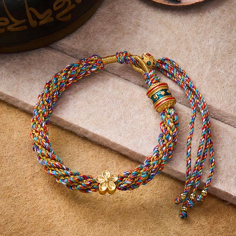 Buddha Stones Handgewebtes tibetisches Om Mani Padme Hum Blumenweisheits-Seilarmband - image 1