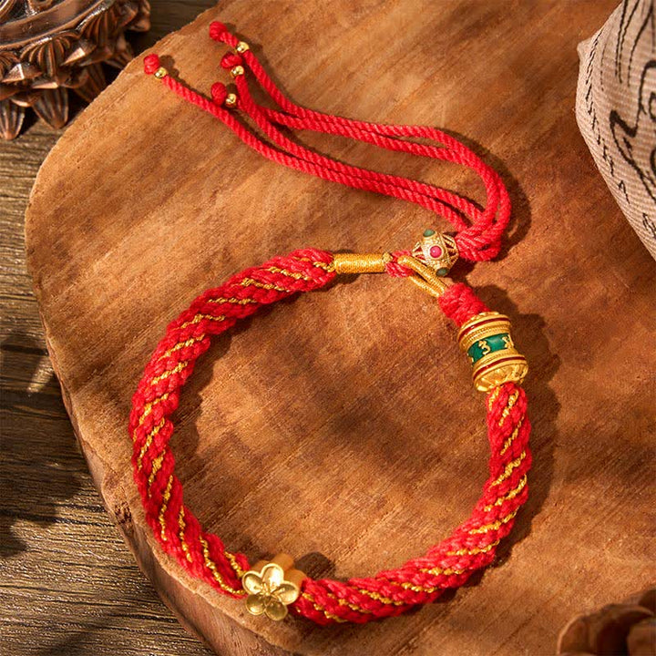 Buddha Stones Handgewebtes tibetisches Om Mani Padme Hum Blumenweisheits-Seilarmband - image 11