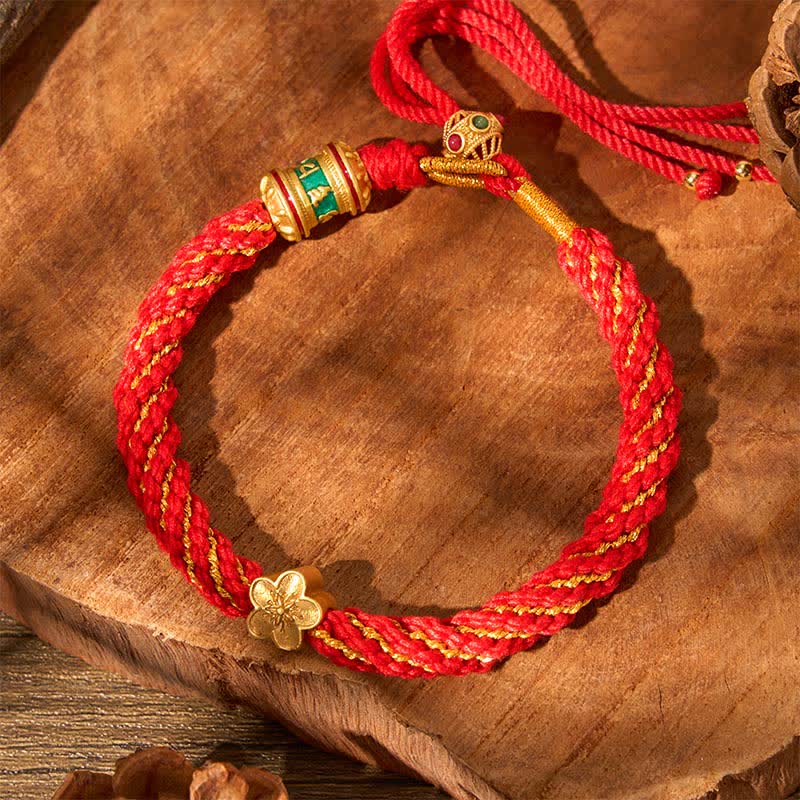 Buddha Stones Handgewebtes tibetisches Om Mani Padme Hum Blumenweisheits-Seilarmband - image 14