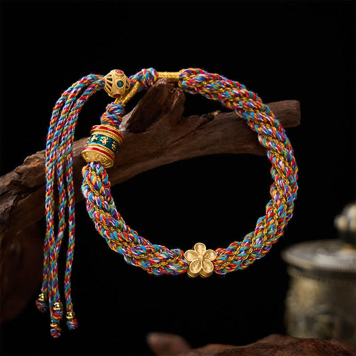 Buddha Stones Handgewebtes tibetisches Om Mani Padme Hum Blumenweisheits-Seilarmband - image 5