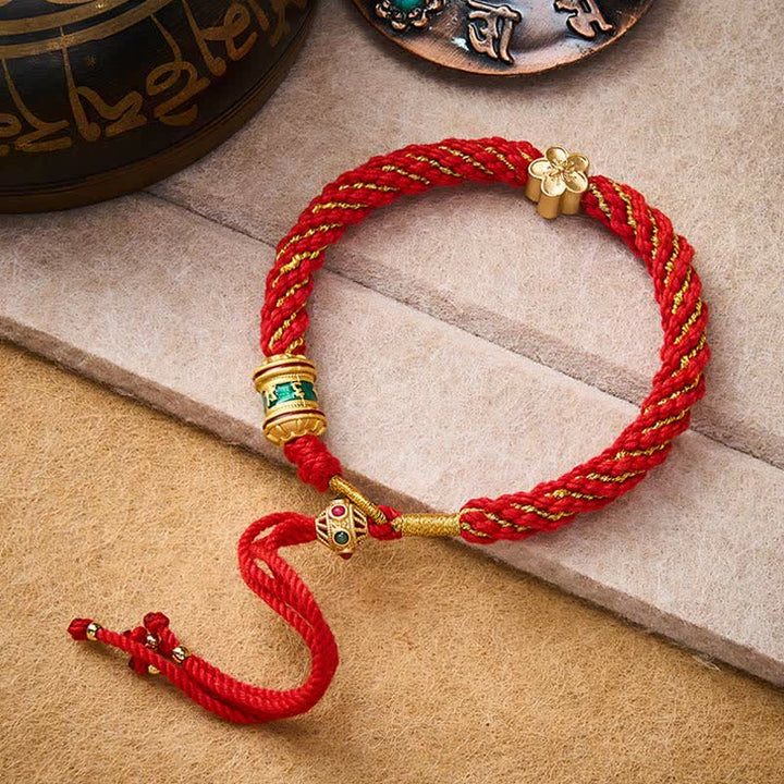Buddha Stones Handgewebtes tibetisches Om Mani Padme Hum Blumenweisheits-Seilarmband - image 10