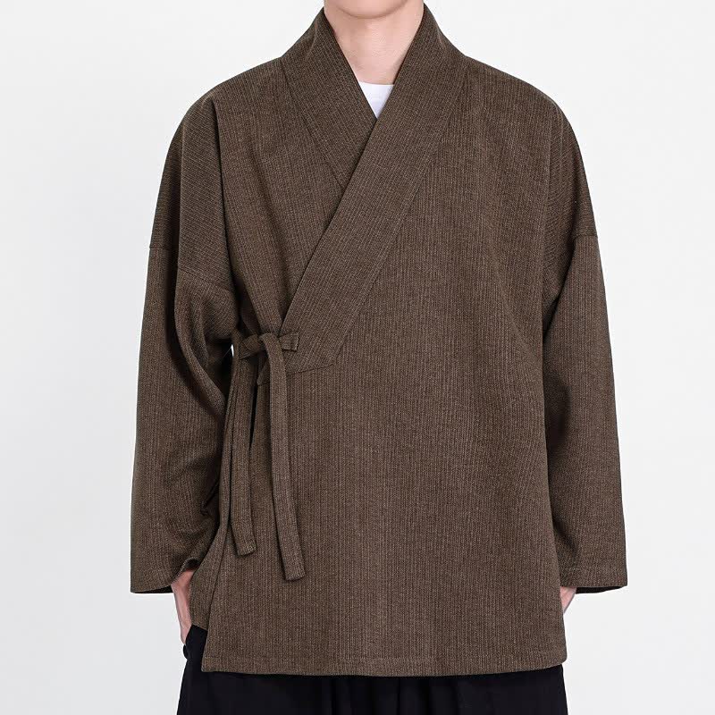 Buddha Stones Klassischer minimalistischer Kimono aus einfarbigem Cord für Herren – Herbst/Winter - Sienna - US/UK/AU46, EU56 (5XL) - image 0
