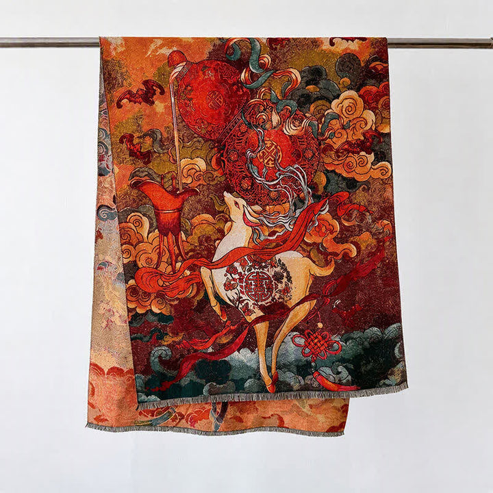Buddha Stones Herbst Winter Lotus Bergwellen Dunhuang Farbmuster Weicher Schal - Rotwild - 70 x 188 cm - image 12