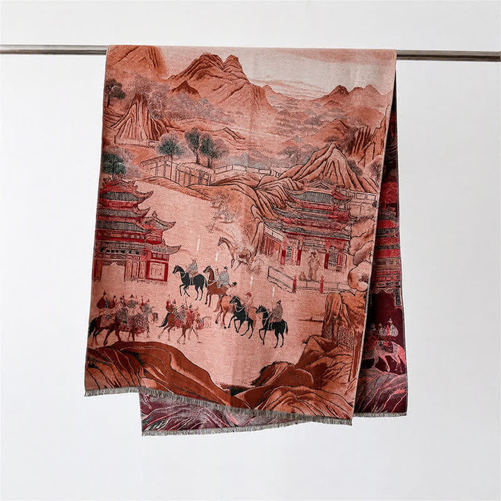 Buddha Stones Herbst Winter Lotus Bergwellen Dunhuang Farbmuster Weicher Schal - Braune Figuren - 70 x 188 cm - image 14