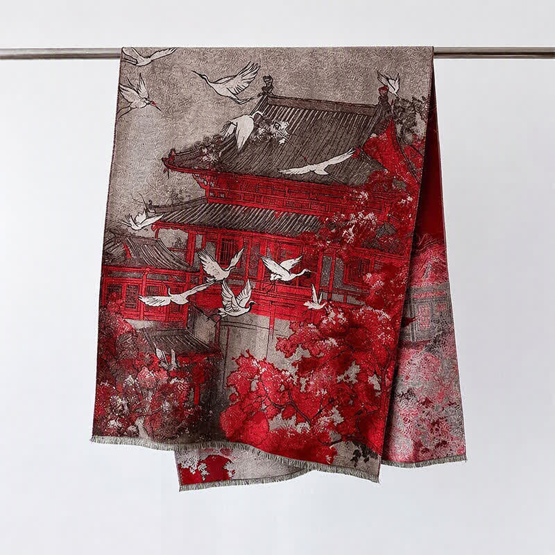 Buddha Stones Herbst Winter Lotus Bergwellen Dunhuang Farbmuster Weicher Schal - Rote Traufe - 70 x 188 cm - image 13