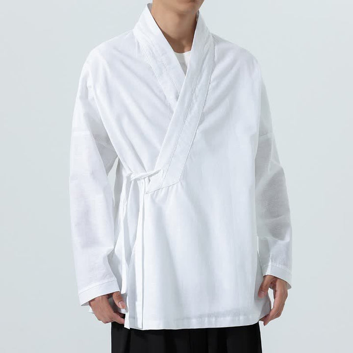 Buddha Stones Minimalistischer Herbst-Kimonos im Tang-Stil mit Kordelzug, einfarbig, für Herren - image 22
