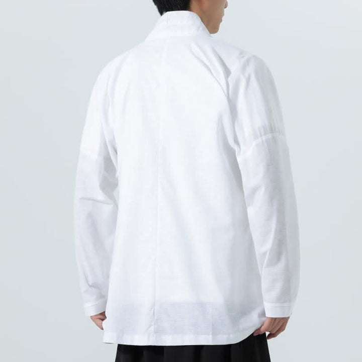 Buddha Stones Minimalistischer Herbst-Kimonos im Tang-Stil mit Kordelzug, einfarbig, für Herren - image 20