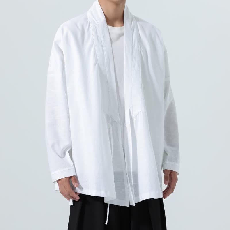 Buddha Stones Minimalistischer Herbst-Kimonos im Tang-Stil mit Kordelzug, einfarbig, für Herren - image 21