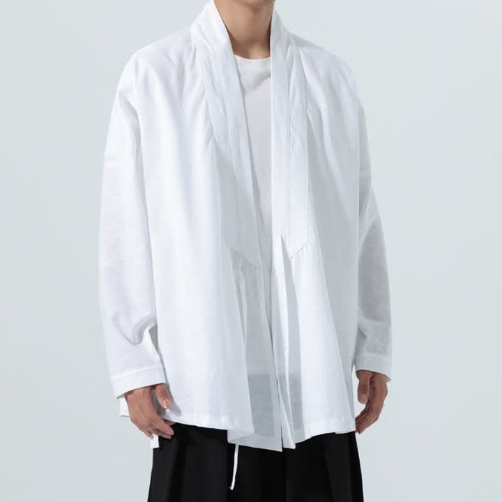Buddha Stones Minimalistischer Herbst-Kimonos im Tang-Stil mit Kordelzug, einfarbig, für Herren - image 21