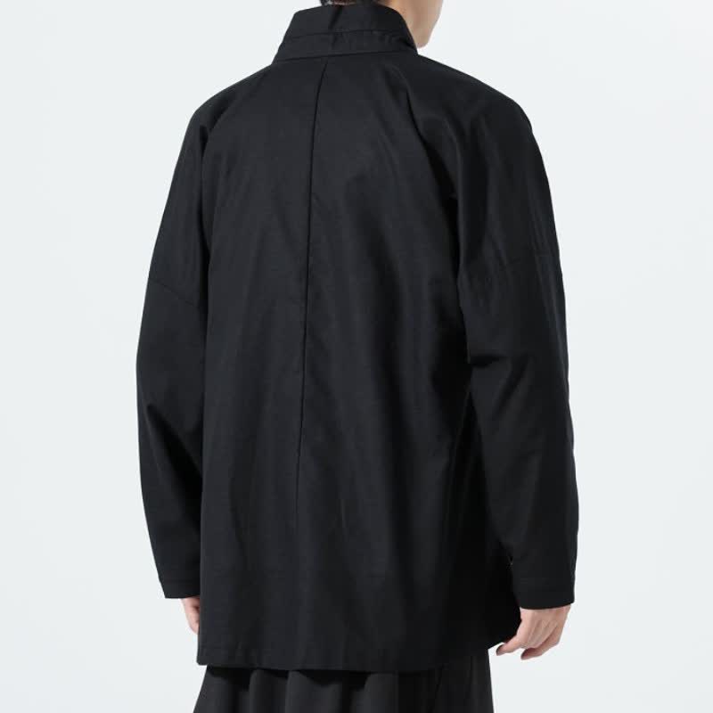 Buddha Stones Minimalistischer Herbst-Kimonos im Tang-Stil mit Kordelzug, einfarbig, für Herren - image 8
