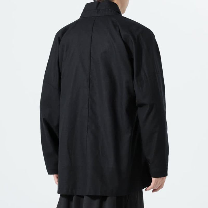 Buddha Stones Minimalistischer Herbst-Kimonos im Tang-Stil mit Kordelzug, einfarbig, für Herren - image 8
