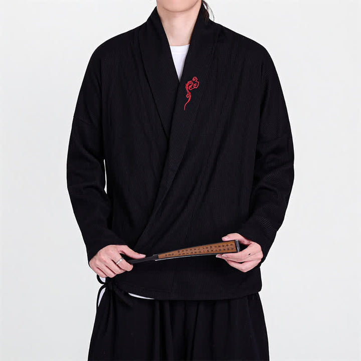 Buddha Stones Herbst/Winter Lässige Kimonos im Tang-Stil mit Stickerei, einfarbig, für Herren - image 3