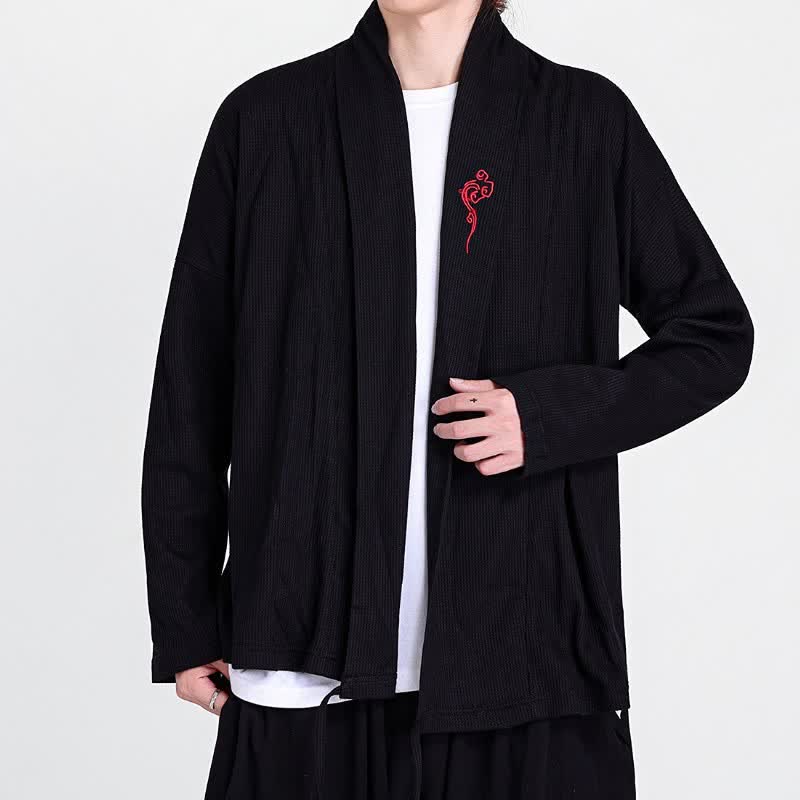 Buddha Stones Herbst/Winter Lässige Kimonos im Tang-Stil mit Stickerei, einfarbig, für Herren - image 5