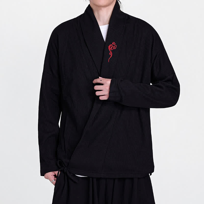 Buddha Stones Herbst/Winter Lässige Kimonos im Tang-Stil mit Stickerei, einfarbig, für Herren - image 1