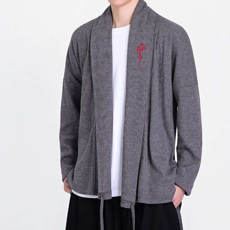 Buddha Stones Herbst/Winter Lässige Kimonos im Tang-Stil mit Stickerei, einfarbig, für Herren - image 15