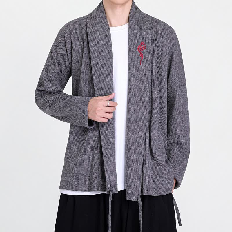 Buddha Stones Herbst/Winter Lässige Kimonos im Tang-Stil mit Stickerei, einfarbig, für Herren - image 14