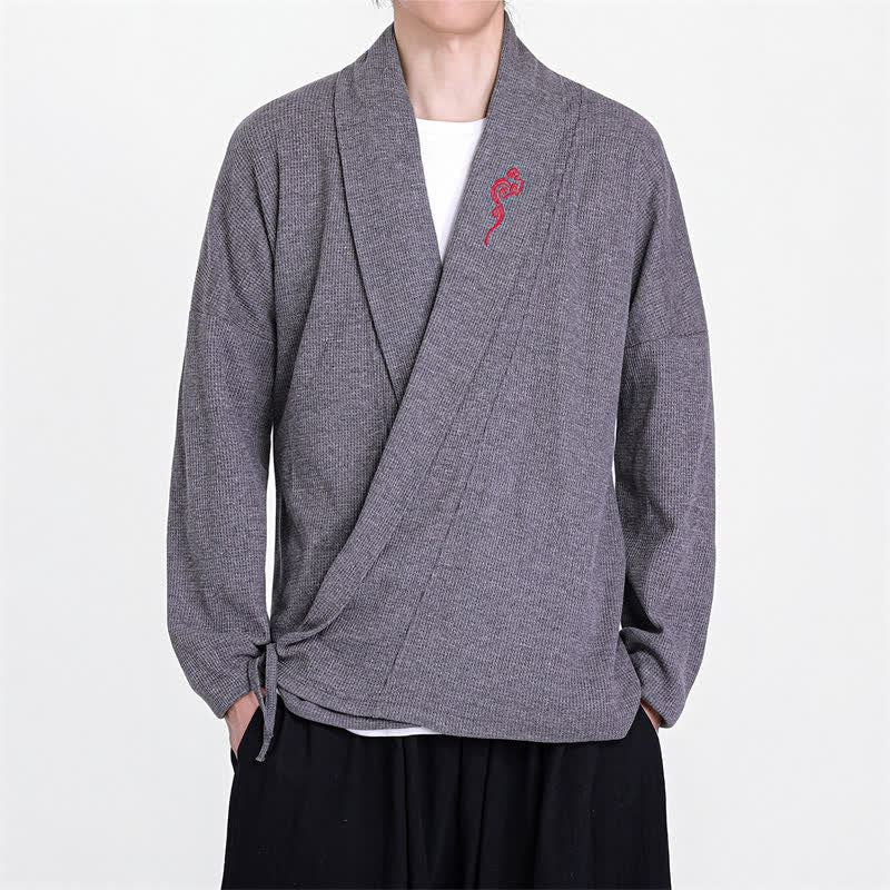 Buddha Stones Herbst/Winter Lässige Kimonos im Tang-Stil mit Stickerei, einfarbig, für Herren - Schiefergrau - US/UK/AU46, EU56 (5XL) - image 11