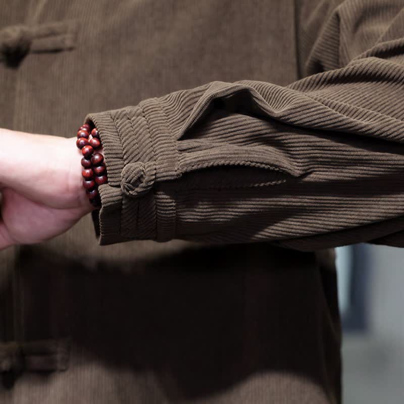Buddha Stones Herbst/Winter Tang Style Casual Frog Button Solid Herren Meditationskleidung mit Tasche - image 6