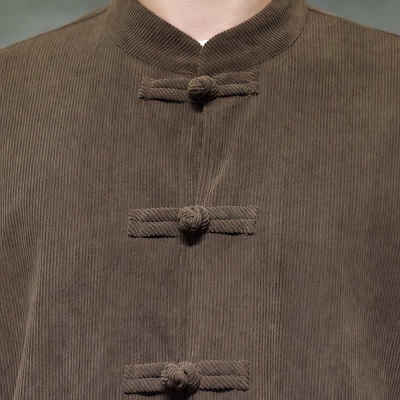 Buddha Stones Herbst/Winter Tang Style Casual Frog Button Solid Herren Meditationskleidung mit Tasche - image 5