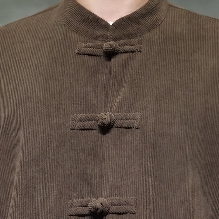 Buddha Stones Herbst/Winter Tang Style Casual Frog Button Solid Herren Meditationskleidung mit Tasche - image 5
