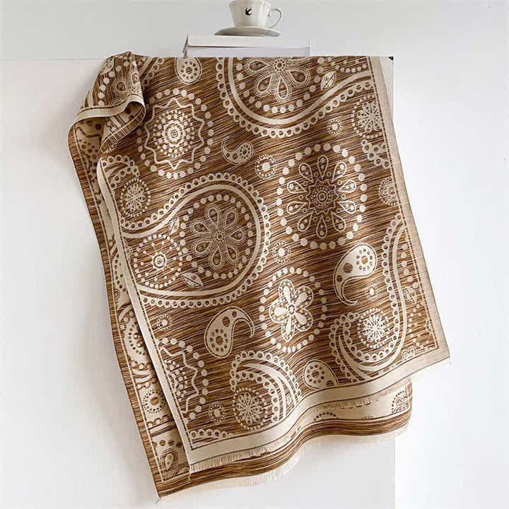 Buddha Stones Herbstlicher barocker Paisley-Schal mit Cashew-Blumenmuster und Quasten - Braun - 190 x 70 cm - image 8
