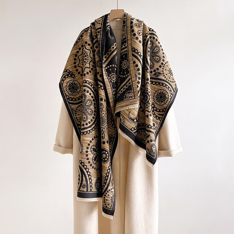 Buddha Stones Herbstlicher barocker Paisley-Schal mit Cashew-Blumenmuster und Quasten - image 3