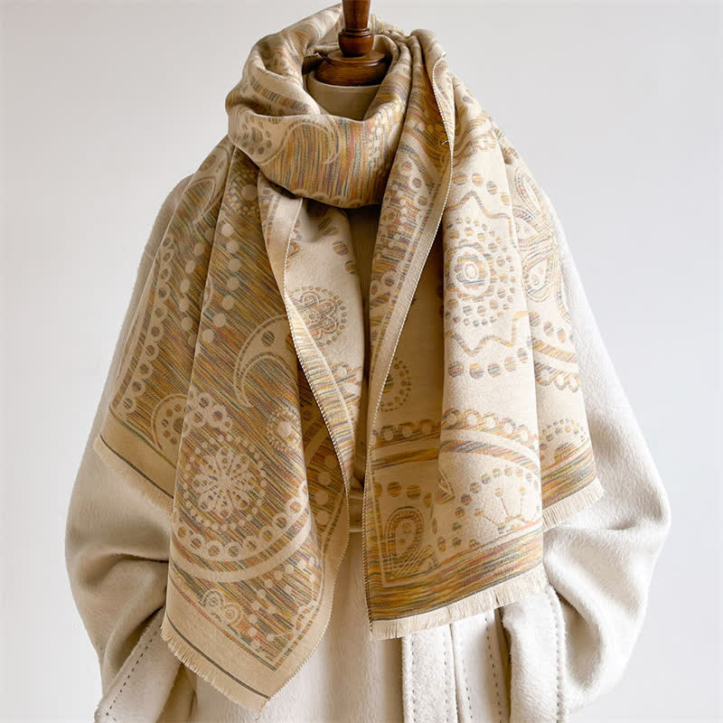 Buddha Stones Herbstlicher barocker Paisley-Schal mit Cashew-Blumenmuster und Quasten - image 13