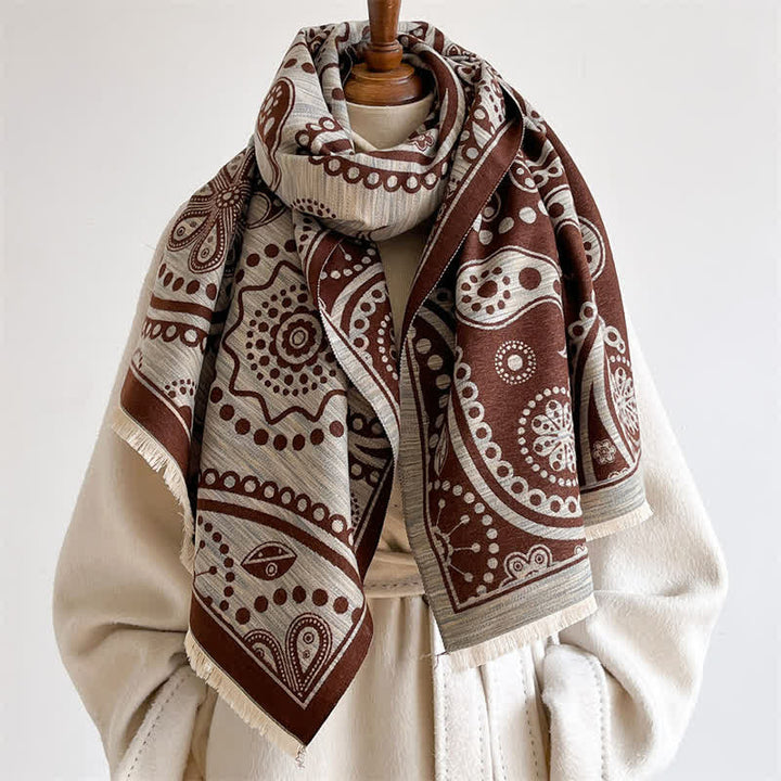 Buddha Stones Herbstlicher barocker Paisley-Schal mit Cashew-Blumenmuster und Quasten - image 5