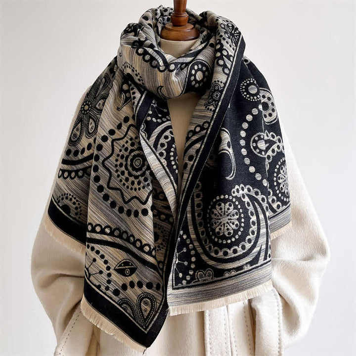 Buddha Stones Herbstlicher barocker Paisley-Schal mit Cashew-Blumenmuster und Quasten - image 7