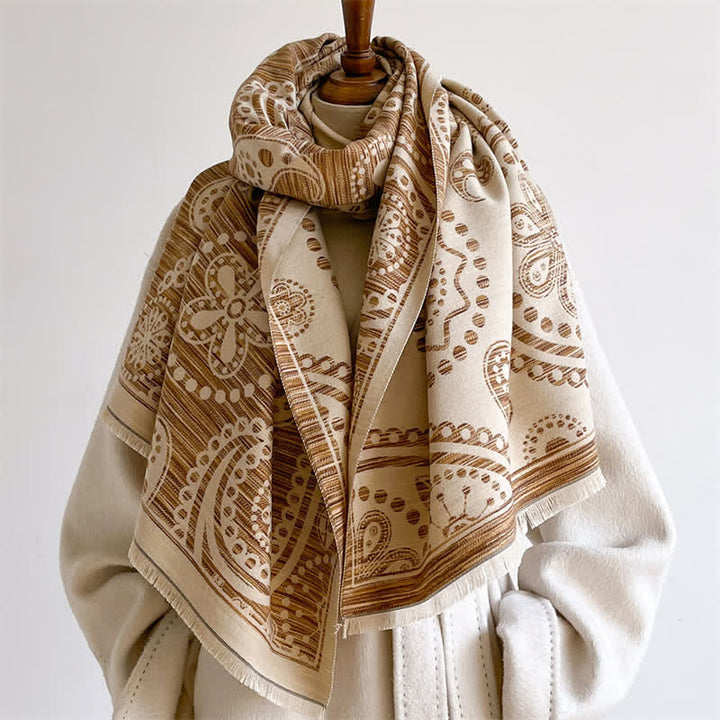 Buddha Stones Herbstlicher barocker Paisley-Schal mit Cashew-Blumenmuster und Quasten - image 9