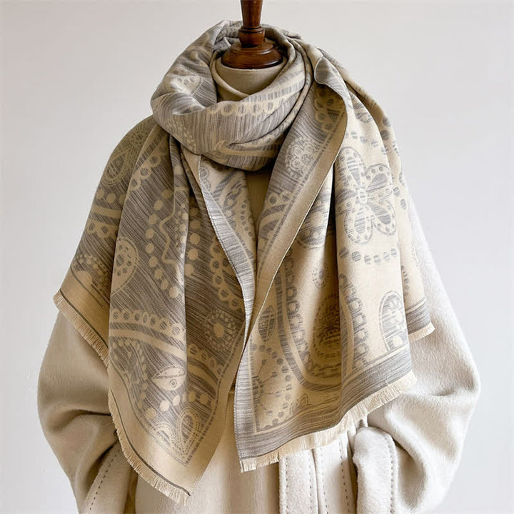 Buddha Stones Herbstlicher barocker Paisley-Schal mit Cashew-Blumenmuster und Quasten - image 11