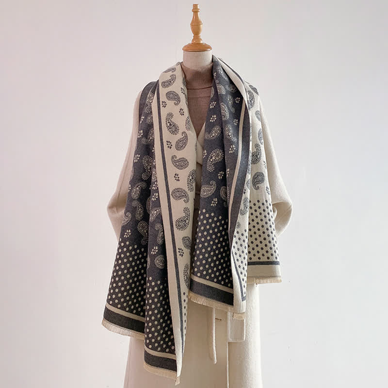 Buddha Stones Frühling Herbst Vintage Paisley Polka Dot Muster Schal - image 7