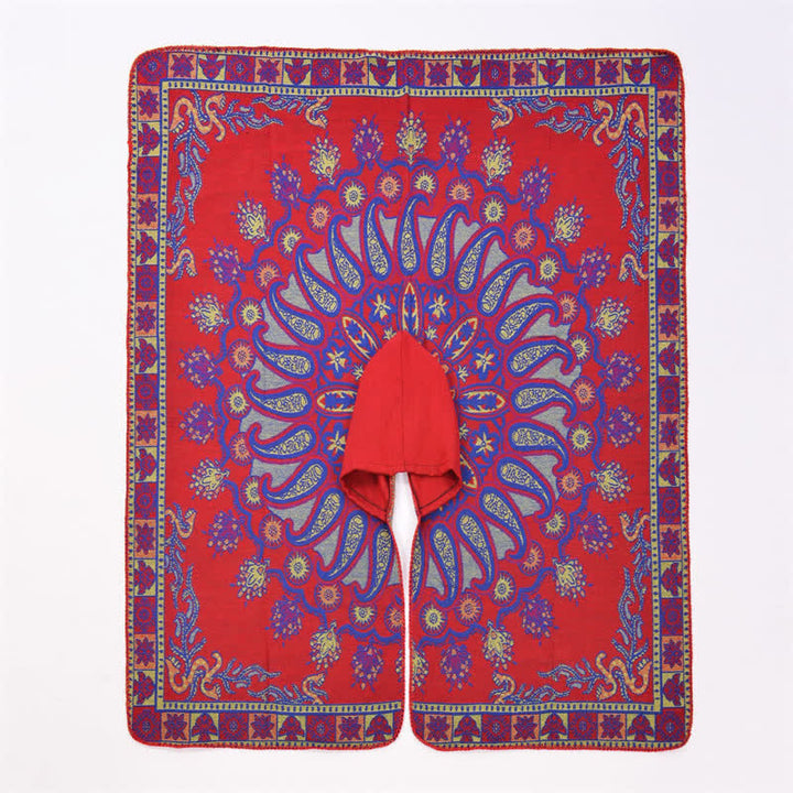 Buddha Stones Herbst Winter Kapuzen-Poncho im Boho-Stil mit Paisley-Muster und geometrischen Formen - image 16