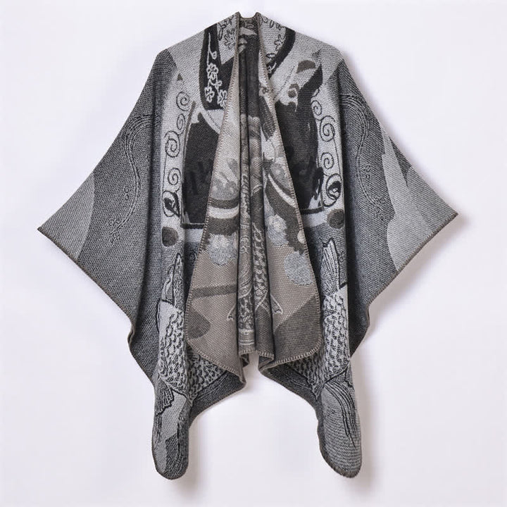 Buddha Stones Herbst Winter Koi Fisch Wolken Orientalisch Drapierter weicher Schal - DimGray - 130 x 150 cm - image 10