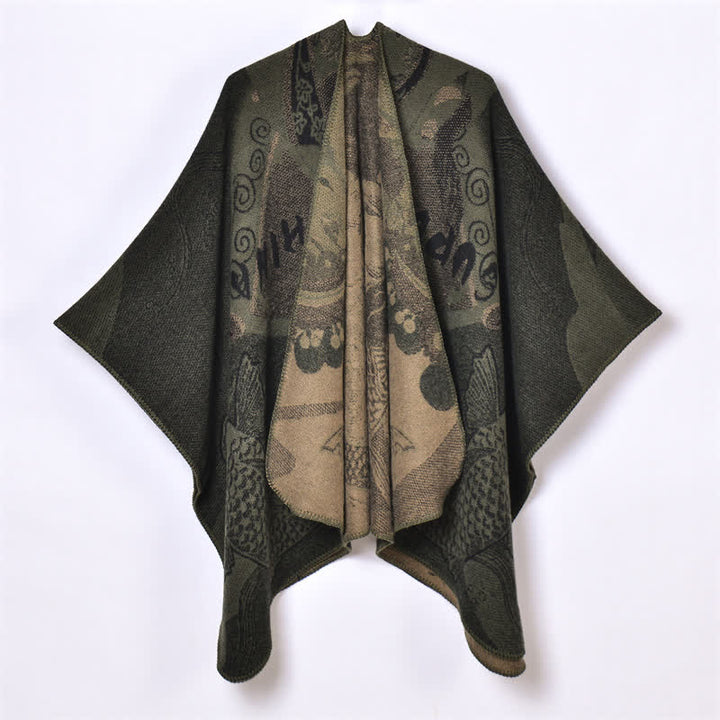 Buddha Stones Herbst Winter Koi Fisch Wolken Orientalisch Drapierter weicher Schal - Schwarz - 130 x 150 cm - image 5