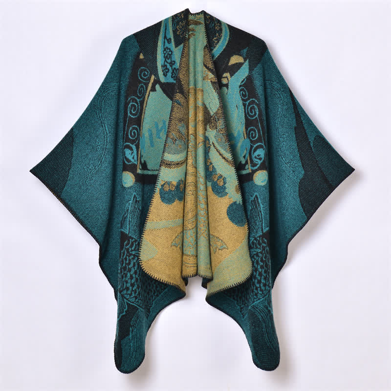 Buddha Stones Herbst Winter Koi Fisch Wolken Orientalisch Drapierter weicher Schal - Kadettenblau - 130 x 150 cm - image 27
