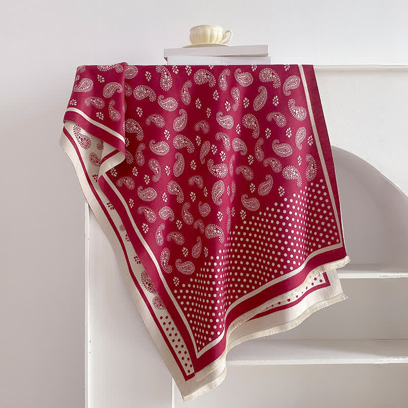 Buddha Stones Frühling Herbst Vintage Paisley Polka Dot Muster Schal - Purpurrot - 185 x 65 cm - image 8