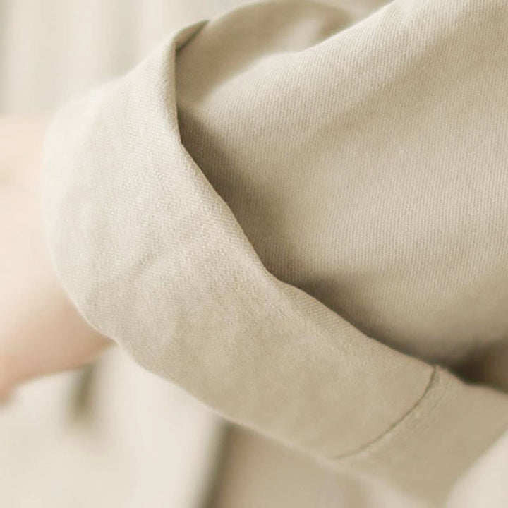 Buddha Stones Lässige, minimalistische Damenjacke mit Kordelzug und Tasche für den Herbst – einfarbig, einfarbig, mit Tasche - image 8